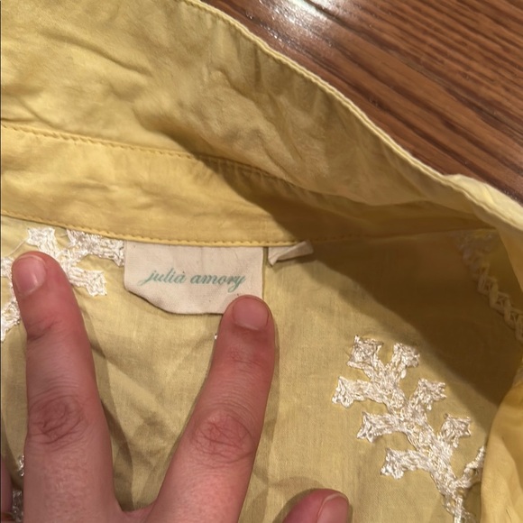 Yellow Embroidered Button-Up Tunic - Picture 2 of 3